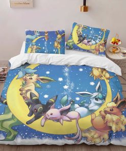 Alternative view of Housse De Couette Toutes les évolutions d’Évoli Pokémon sur la lune Parure de lit Ensemble De Literie