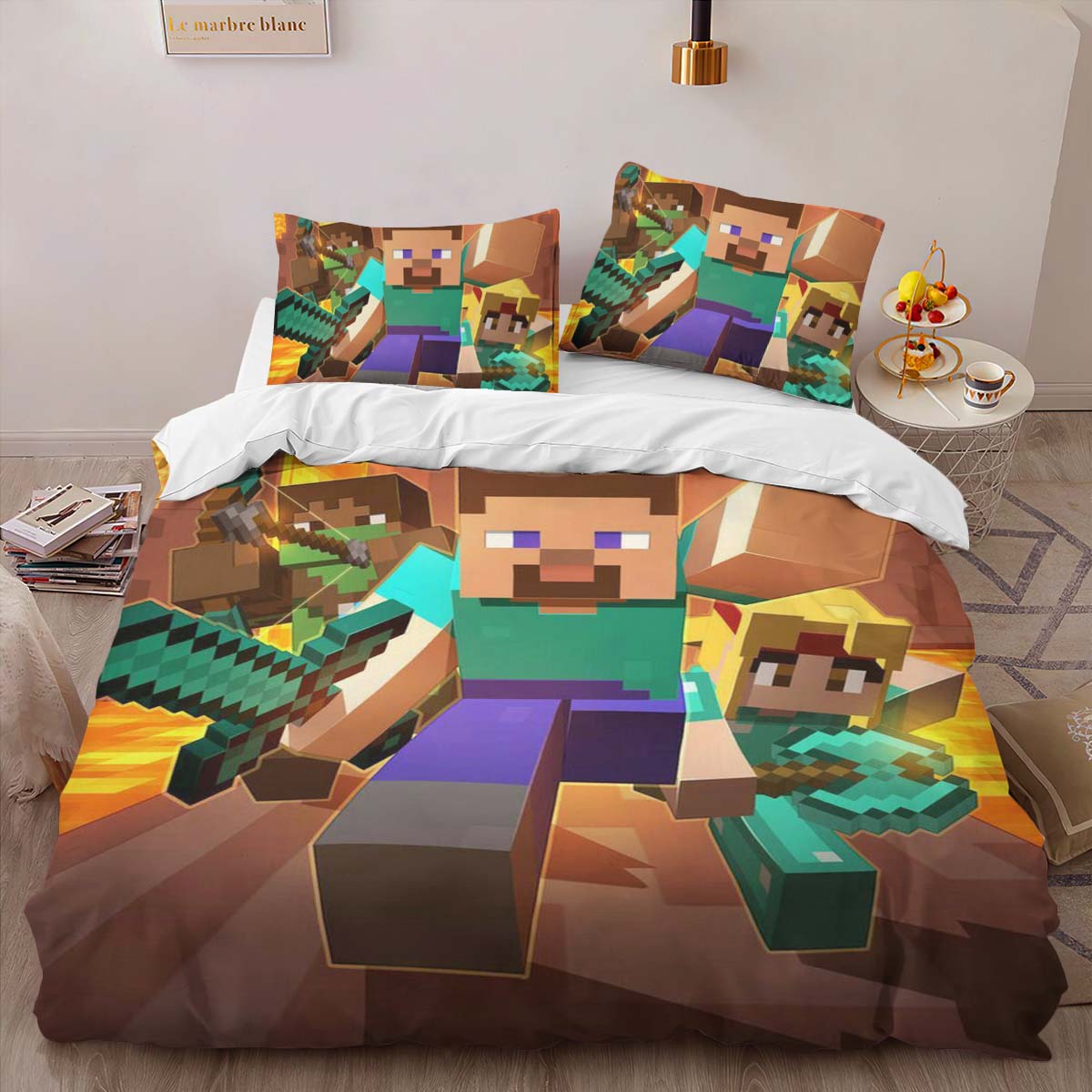 Housse De Couette Tous les personnages Minecraft 02 Parure de lit Ensemble De Literie – Image 2