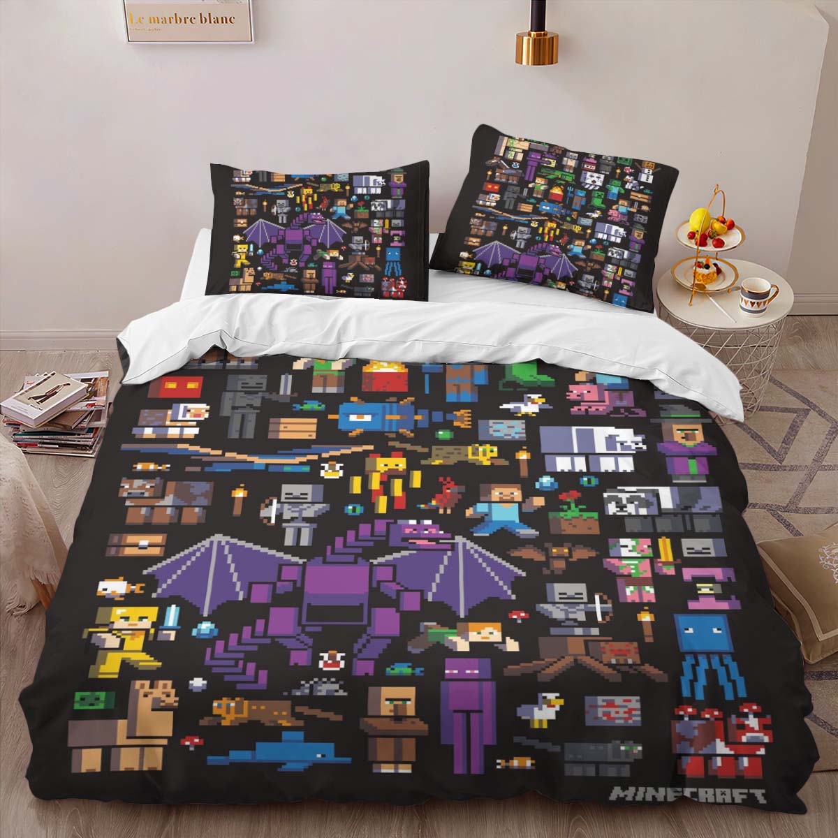 Housse De Couette Tous les personnages Minecraft Parure de lit Ensemble De Literie – Image 2