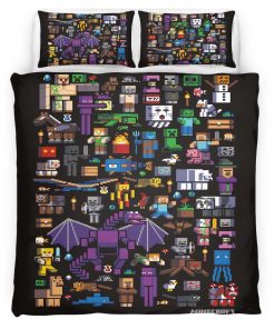 Housse De Couette Tous les personnages Minecraft Parure de lit Ensemble De Literie