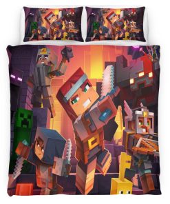 Housse De Couette Tous les personnages Minecraft dans le Nether Parure de lit Ensemble De Literie