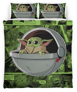 Housse De Couette Bébé Yoda Grogu The Mandalorian Parure de lit Ensemble De Literie