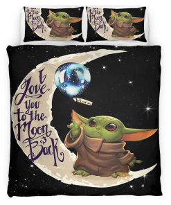 Housse De Couette Bébé Yoda Je t’aime jusqu’à la lune et retour Parure de lit Ensemble De Literie