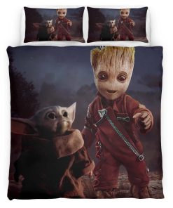 Housse De Couette Bébé Yoda et Groot Parure de lit Ensemble De Literie