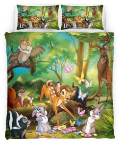 Housse De Couette Bambi & les animaux de la forêt Parure de lit Ensemble De Literie