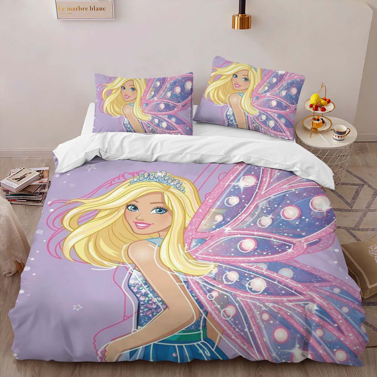 Housse De Couette Barbie – Papillon Parure de lit Ensemble De Literie – Image 2