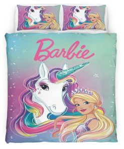 Housse De Couette Barbie & Licorne 2 Parure de lit Ensemble De Literie