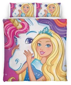 Housse De Couette Barbie & Licorne Parure de lit Ensemble De Literie