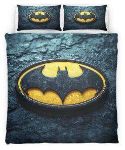 Housse De Couette Batman Logo classique jaune et noir Parure de lit Ensemble De Literie