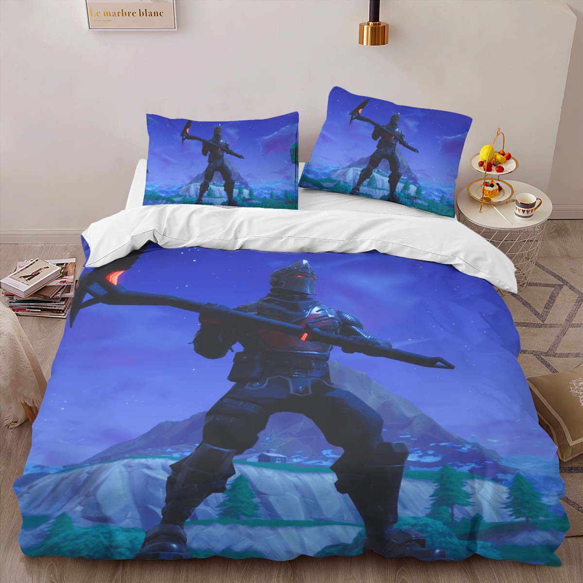 Housse De Couette Chevalier Noir Fortnite Skin 4 Parure de lit Ensemble De Literie – Image 2