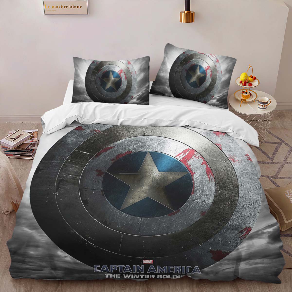 Housse De Couette Captain America – Bouclier 2 Parure de lit Ensemble De Literie – Image 2