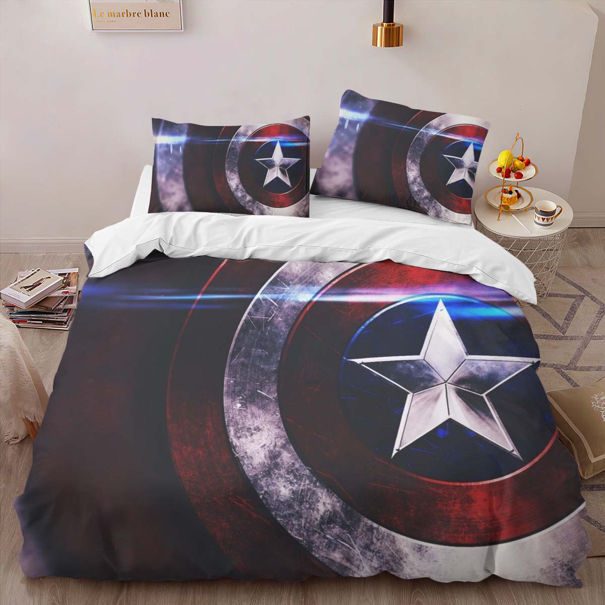 Housse De Couette Captain America – Bouclier 4 Parure de lit Ensemble De Literie – Image 2