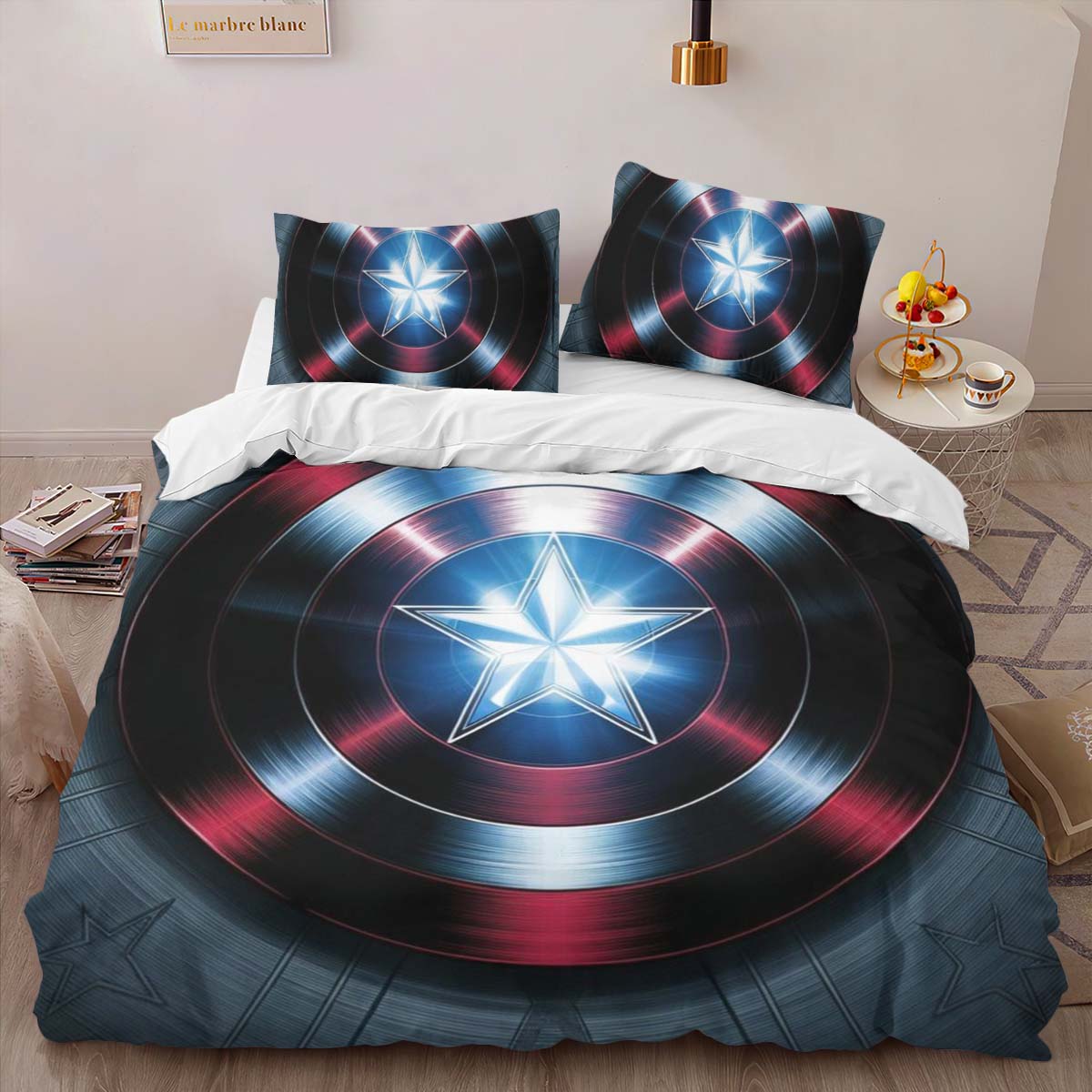 Housse De Couette Captain America – Bouclier 5 Parure de lit Ensemble De Literie – Image 2
