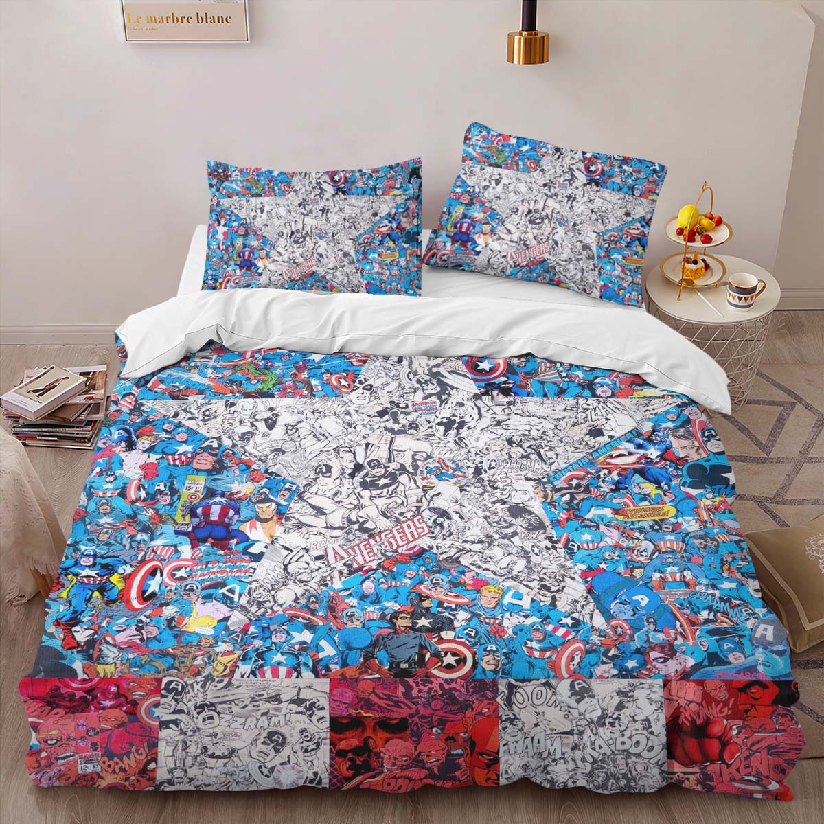 Housse De Couette Captain America vs Red Skull Parure de lit Ensemble De Literie – Image 2
