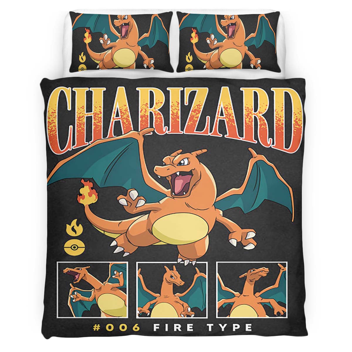 Housse De Couette Dracaufeu Pokémon 11 Parure de lit Ensemble De Literie