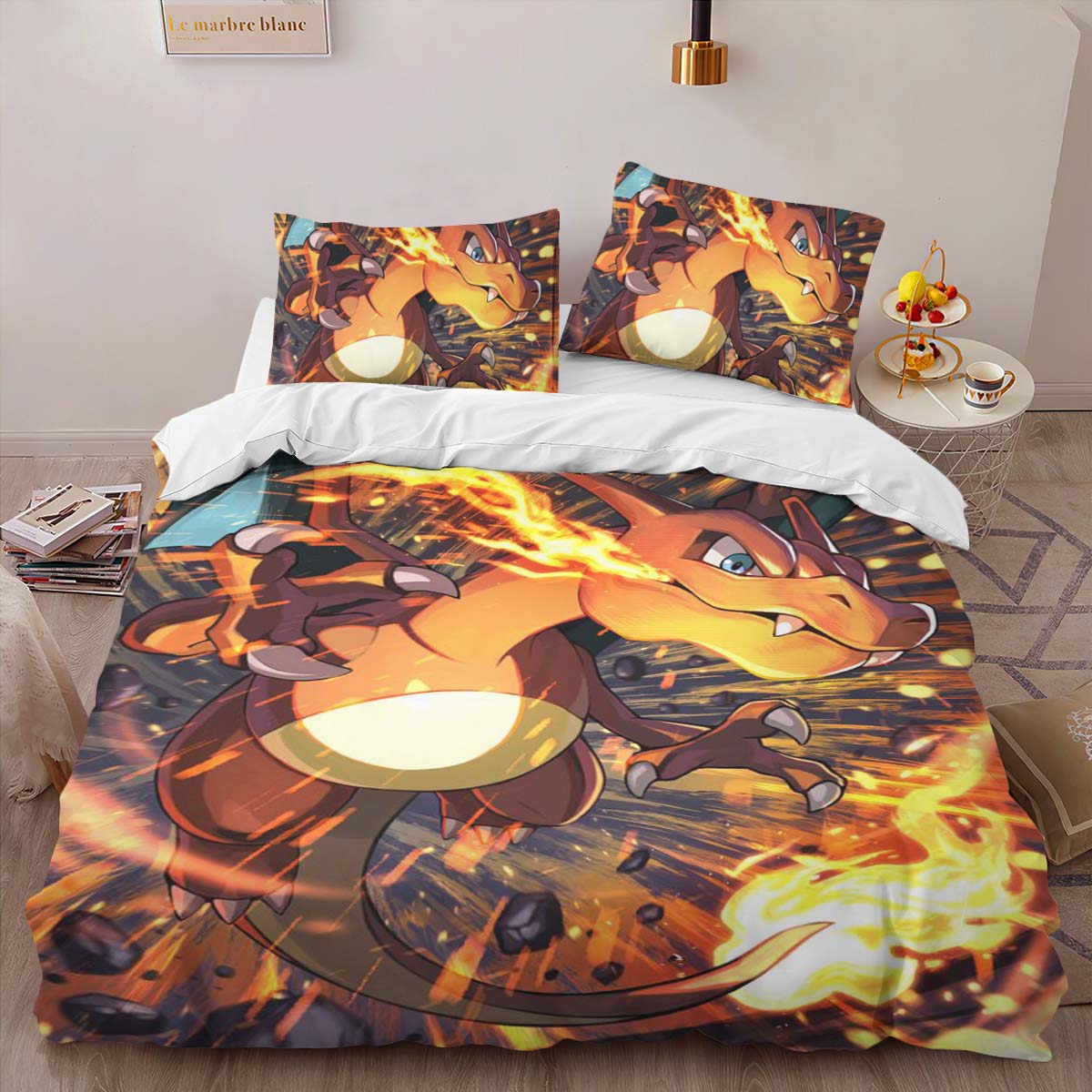 Housse De Couette Dracaufeu Pokémon 3 Parure de lit Ensemble De Literie – Image 2