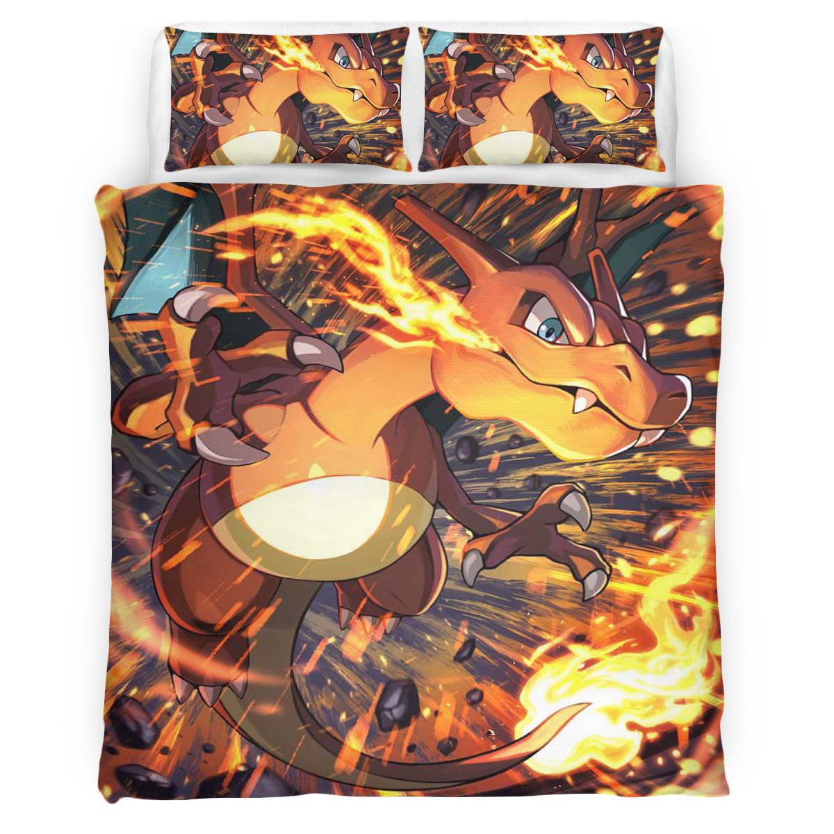 Housse De Couette Dracaufeu Pokémon 3 Parure de lit Ensemble De Literie