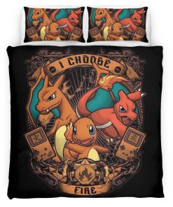 Housse De Couette Salamèche Reptincel Dracaufeu Feu Pokémon Parure de lit Ensemble De Literie
