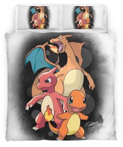 Housse De Couette Salamèche Reptincel Dracaufeu Pokémon 2 Parure de lit Ensemble De Literie