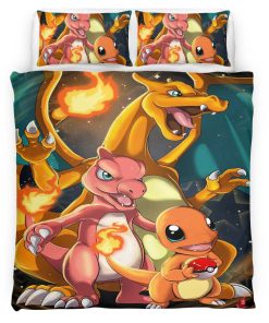 Housse De Couette Salamèche Reptincel Dracaufeu Pokémon Parure de lit Ensemble De Literie