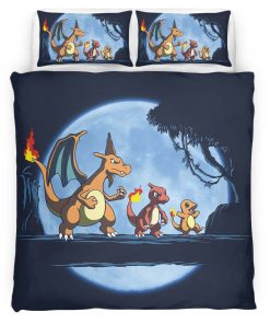 Housse De Couette Salamèche Reptincel Dracaufeu Pokémon 3 Parure de lit Ensemble De Literie