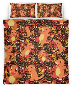 Housse De Couette Salamèche Feu Pokémon Parure de lit Ensemble De Literie