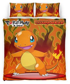 Housse De Couette Salamèche Feu Pokémon 3 Parure de lit Ensemble De Literie