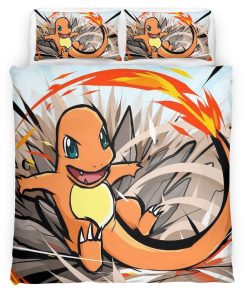 Housse De Couette Salamèche Feu Pokémon 4 Parure de lit Ensemble De Literie