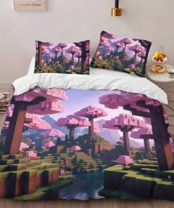 Alternative view of Housse De Couette Vallée de cerisiers biome Minecraft 2 Parure de lit Ensemble De Literie