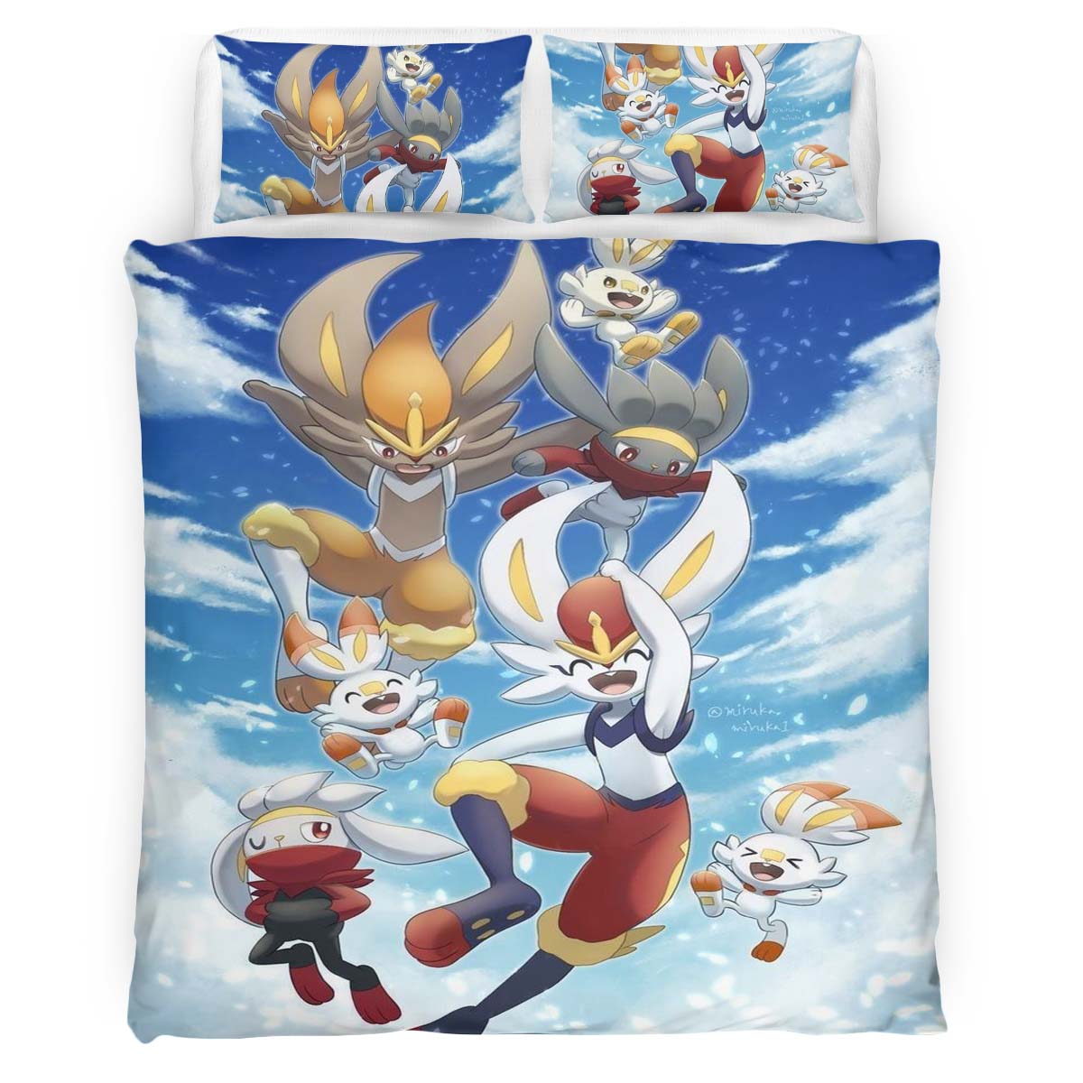 Housse De Couette Pyrobut Pokémon Parure de lit Ensemble De Literie