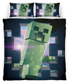 Housse De Couette Creeper Minecraft Parure de lit Ensemble De Literie