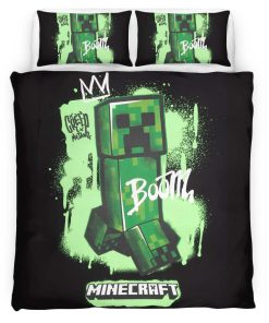 Housse De Couette Creeper Minecraft Explosion Parure de lit Ensemble De Literie