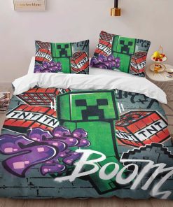 Alternative view of Housse De Couette Creeper Minecraft TNT Explosion Parure de lit Ensemble De Literie