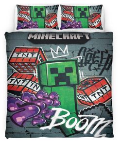 Housse De Couette Creeper Minecraft TNT Explosion Parure de lit Ensemble De Literie