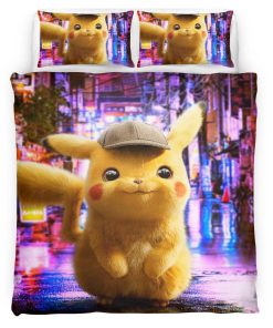 Housse De Couette Détective Pikachu Parure de lit Ensemble De Literie