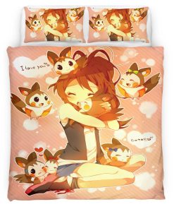 Housse De Couette Détective Pokémon Personnages du film Parure de lit Ensemble De Literie