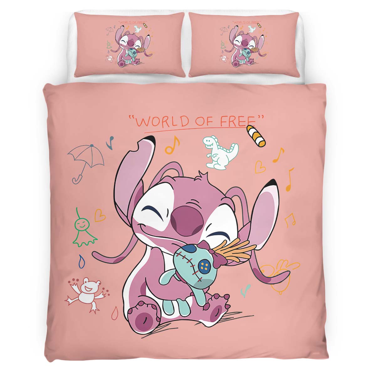 Housse De Couette Ange Disney Lilo & Stitch Parure de lit Ensemble De Literie