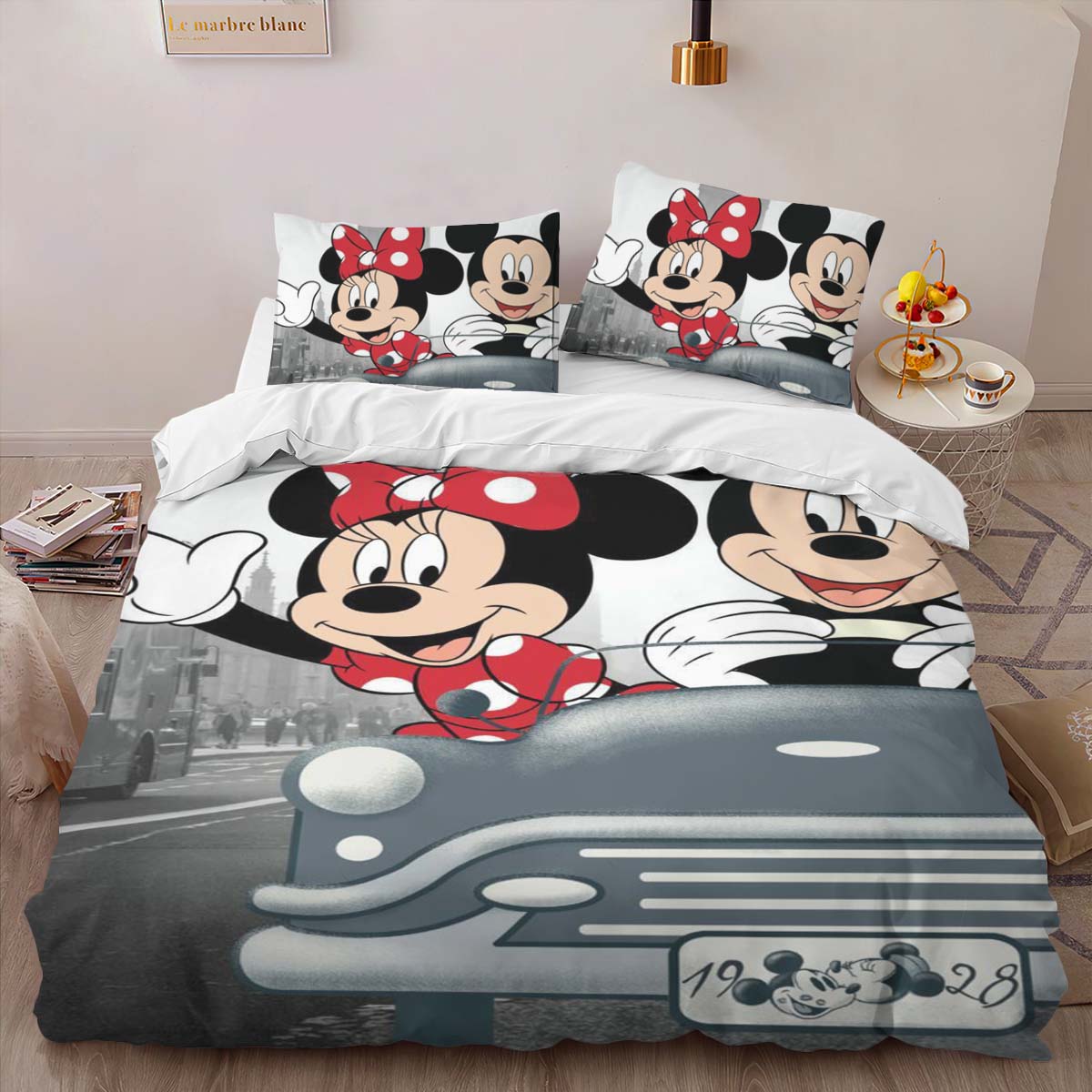 Housse De Couette Mickey Mouse & Minnie Mouse à Londres Parure de lit Ensemble De Literie – Image 2