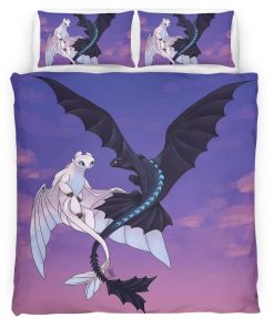 Housse De Couette Dragons – Krokmou & Furie Éclair 10 Parure de lit Ensemble De Literie