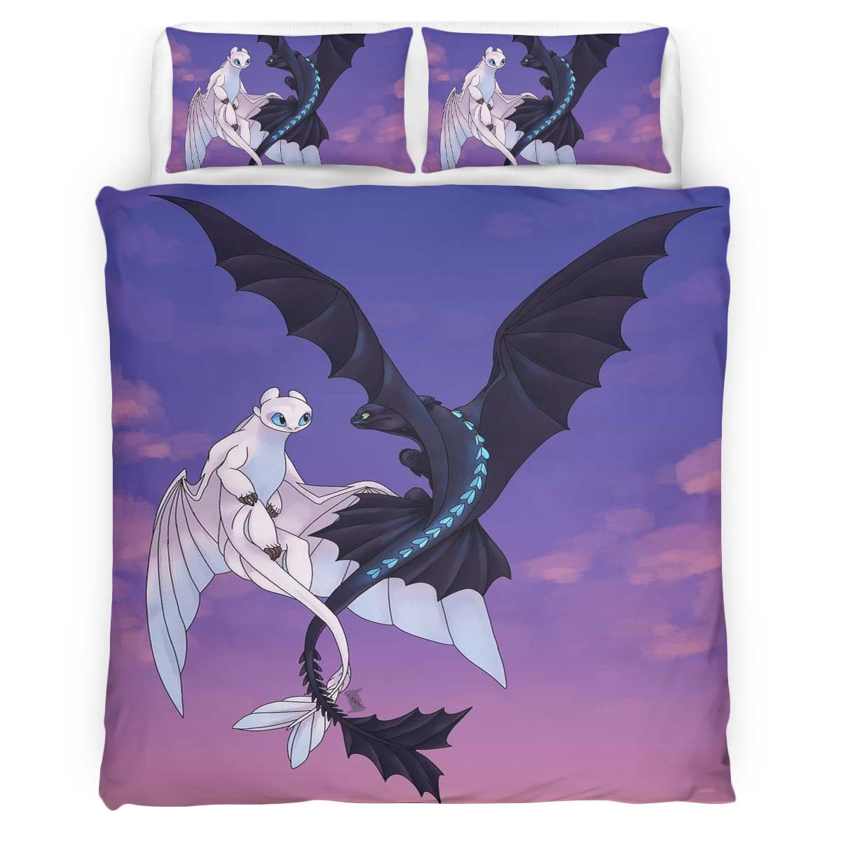 Housse De Couette Dragons – Krokmou & Furie Éclair 10 Parure de lit Ensemble De Literie