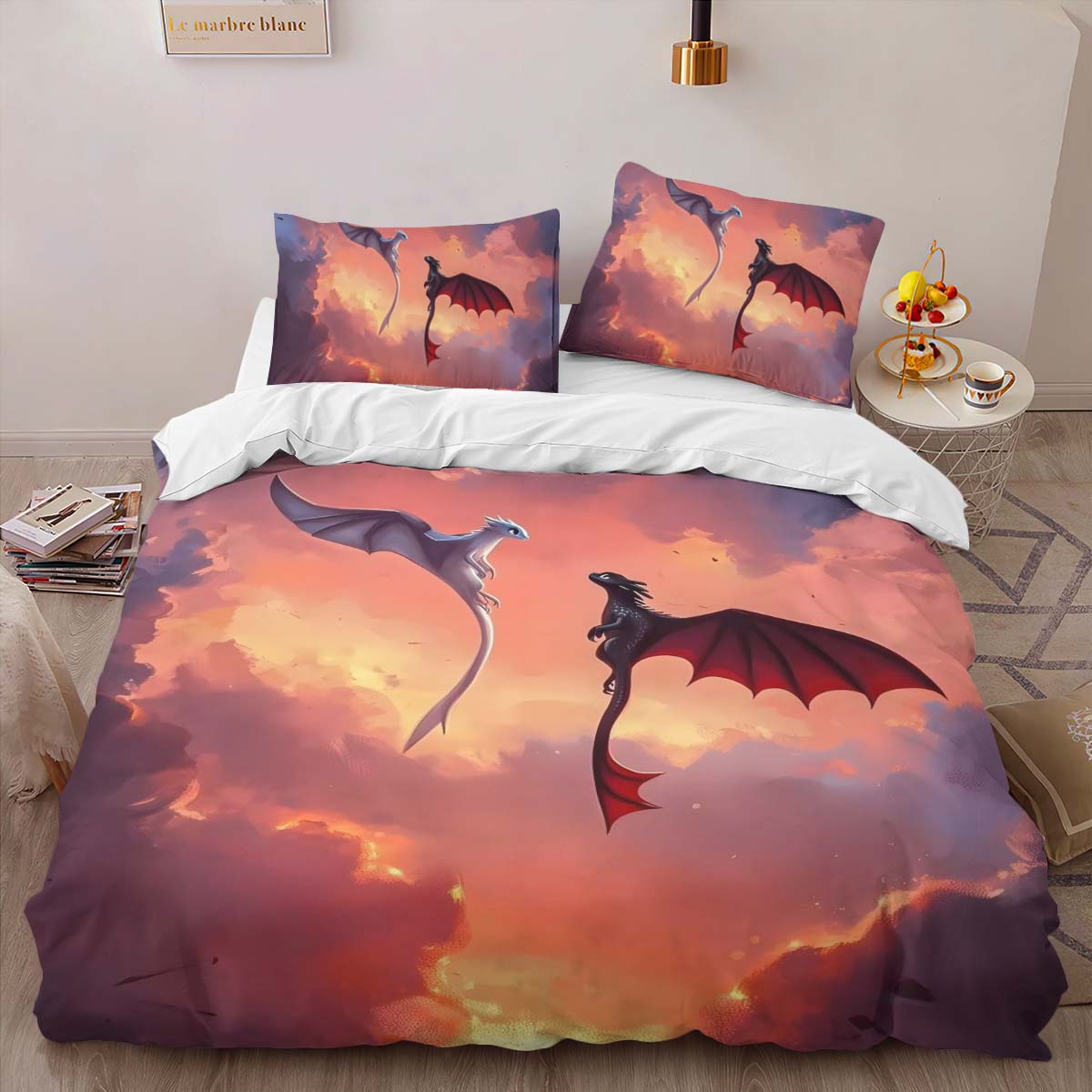 Housse De Couette Dragons – Krokmou & Furie Éclair 11 Parure de lit Ensemble De Literie – Image 2