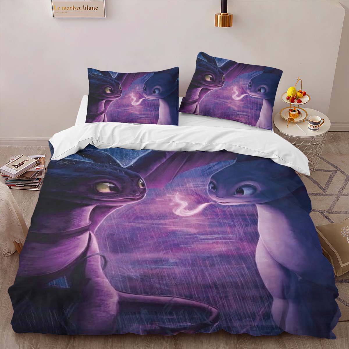 Housse De Couette Dragons – Krokmou & Furie Éclair 13 Parure de lit Ensemble De Literie – Image 2