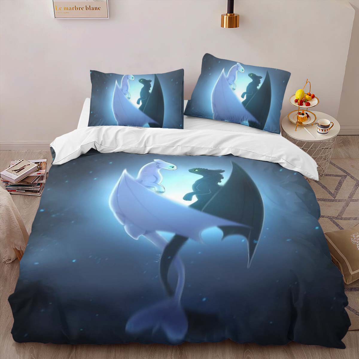 Housse De Couette Dragons – Krokmou & Furie Éclair 6 Parure de lit Ensemble De Literie – Image 2
