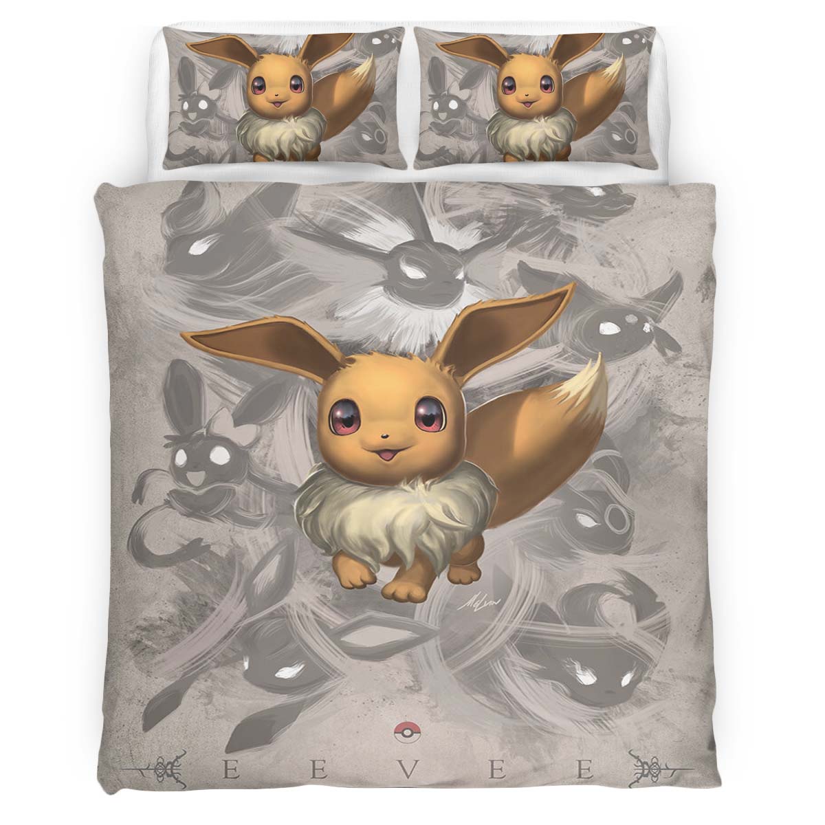 Housse De Couette Évoli Pokémon 3 Parure de lit Ensemble De Literie