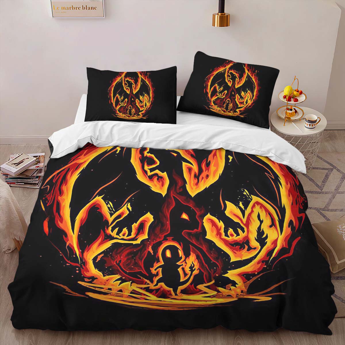 Housse De Couette Dracaufeu Feu Pokémon Parure de lit Ensemble De Literie – Image 2
