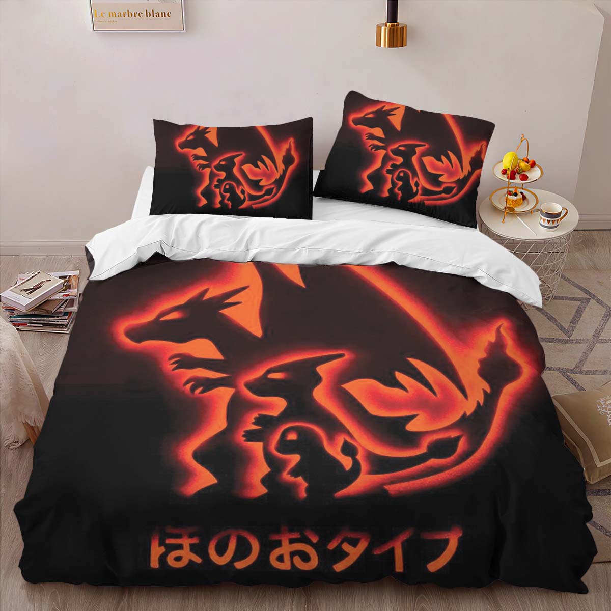 Housse De Couette Dracaufeu Feu Pokémon 2 Parure de lit Ensemble De Literie – Image 2