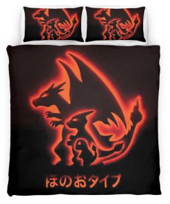 Housse De Couette Dracaufeu Feu Pokémon 2 Parure de lit Ensemble De Literie