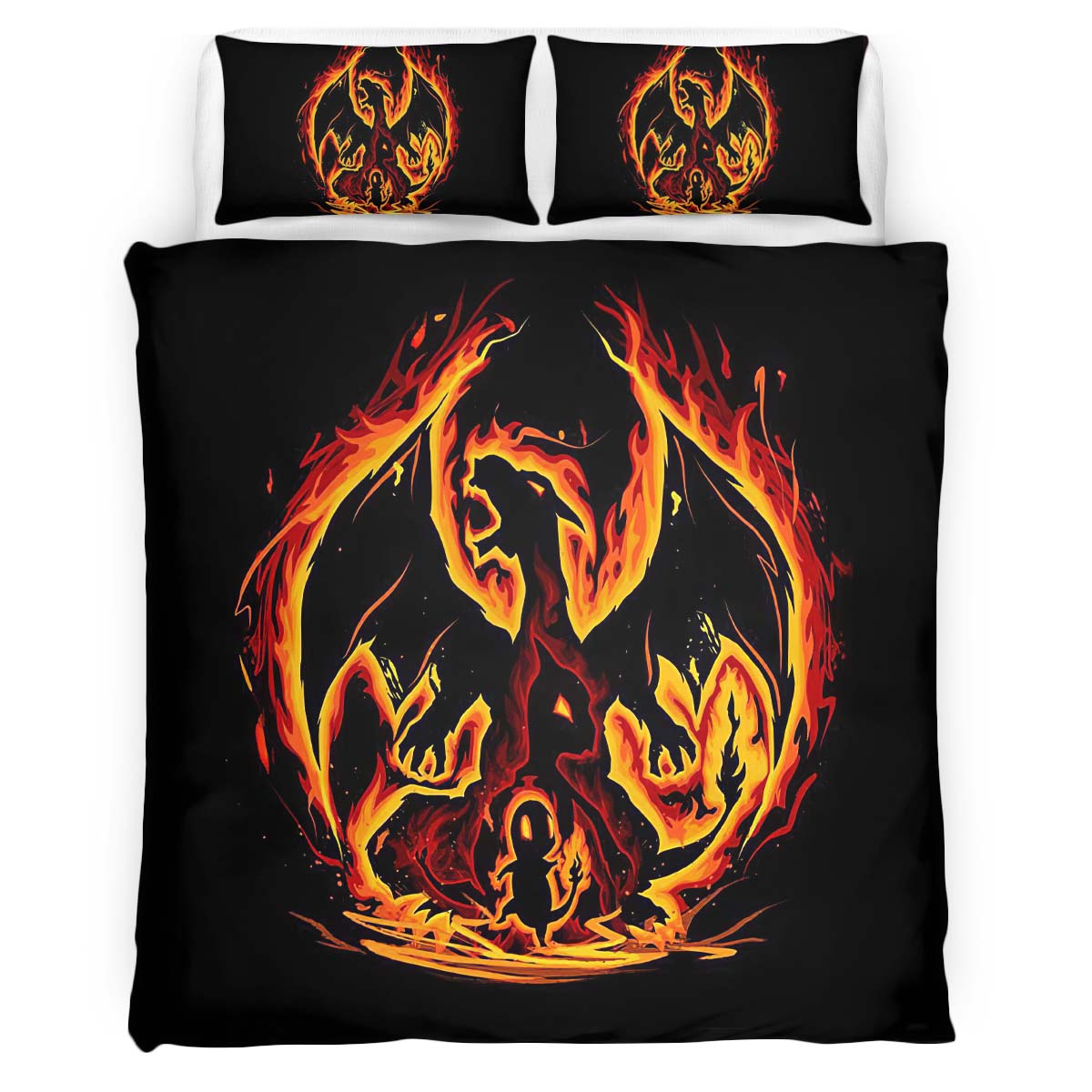 Housse De Couette Dracaufeu Feu Pokémon Parure de lit Ensemble De Literie