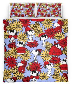Housse De Couette Snoopy Floral Parure de lit Ensemble De Literie