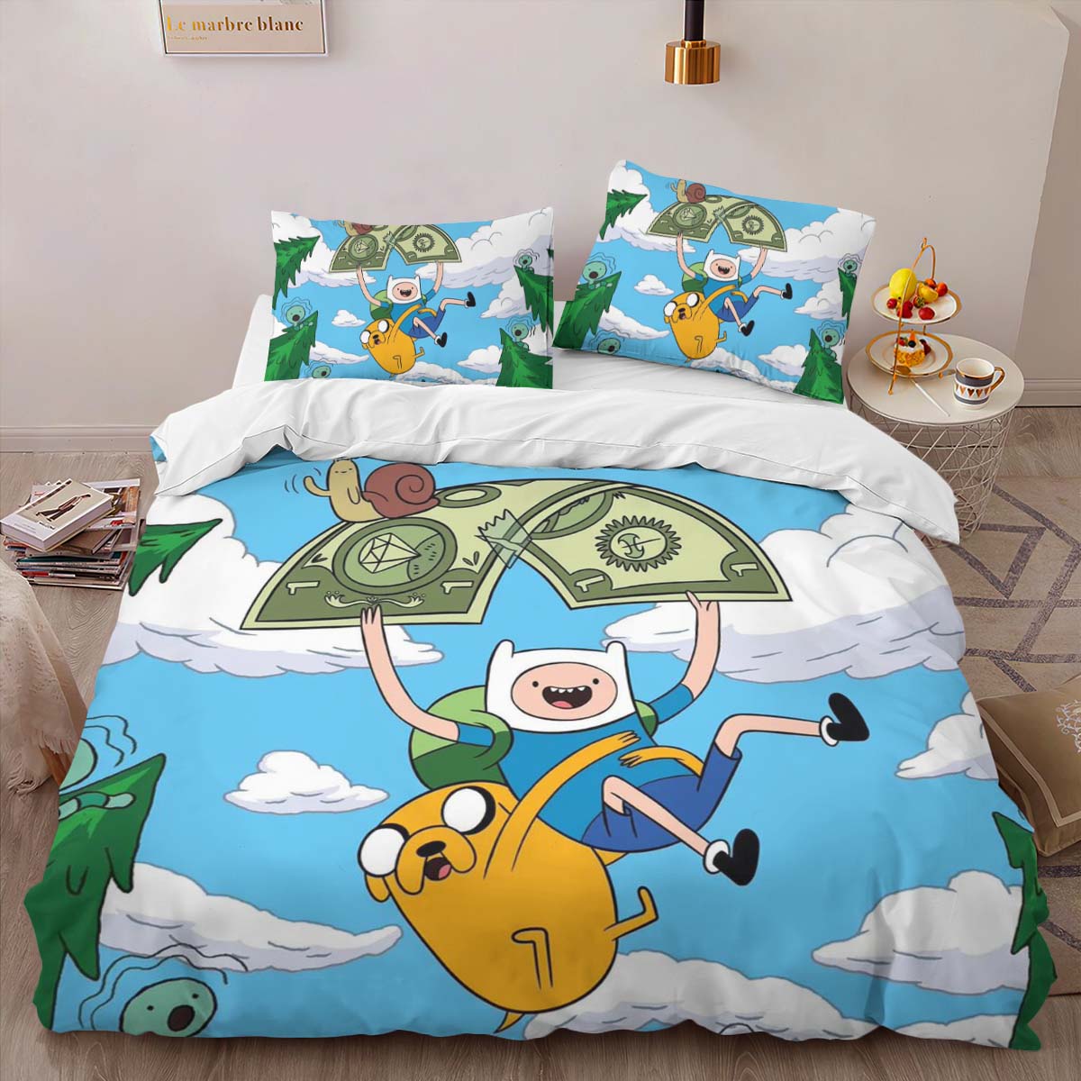Housse De Couette Fortnite Adventure Time Chien et Humain Parure de lit Ensemble De Literie – Image 2